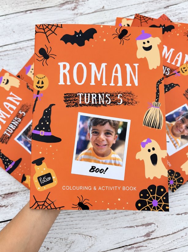 Roman's Halloween personalised colouring book